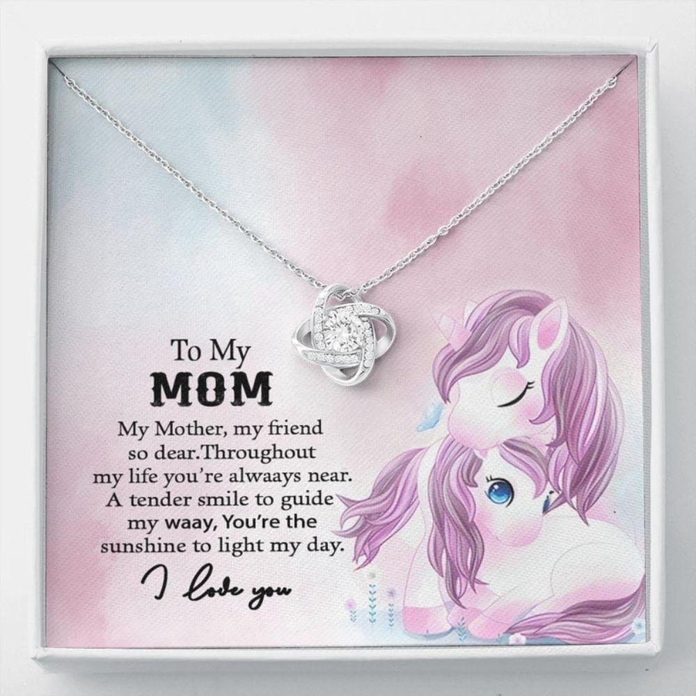 litzzy Personalized Unicorn Mom Necklace, Mom and Daughter Necklace for Mother who loves Unicorn Message Card Necklace For Mom, Mother's Day Gifts From Daughter Jewelry Style 2 Standard Box 