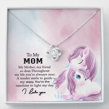 litzzy Personalized Unicorn Mom Necklace, Mom and Daughter Necklace for Mother who loves Unicorn Message Card Necklace For Mom, Mother's Day Gifts From Daughter Jewelry Style 2 Standard Box 