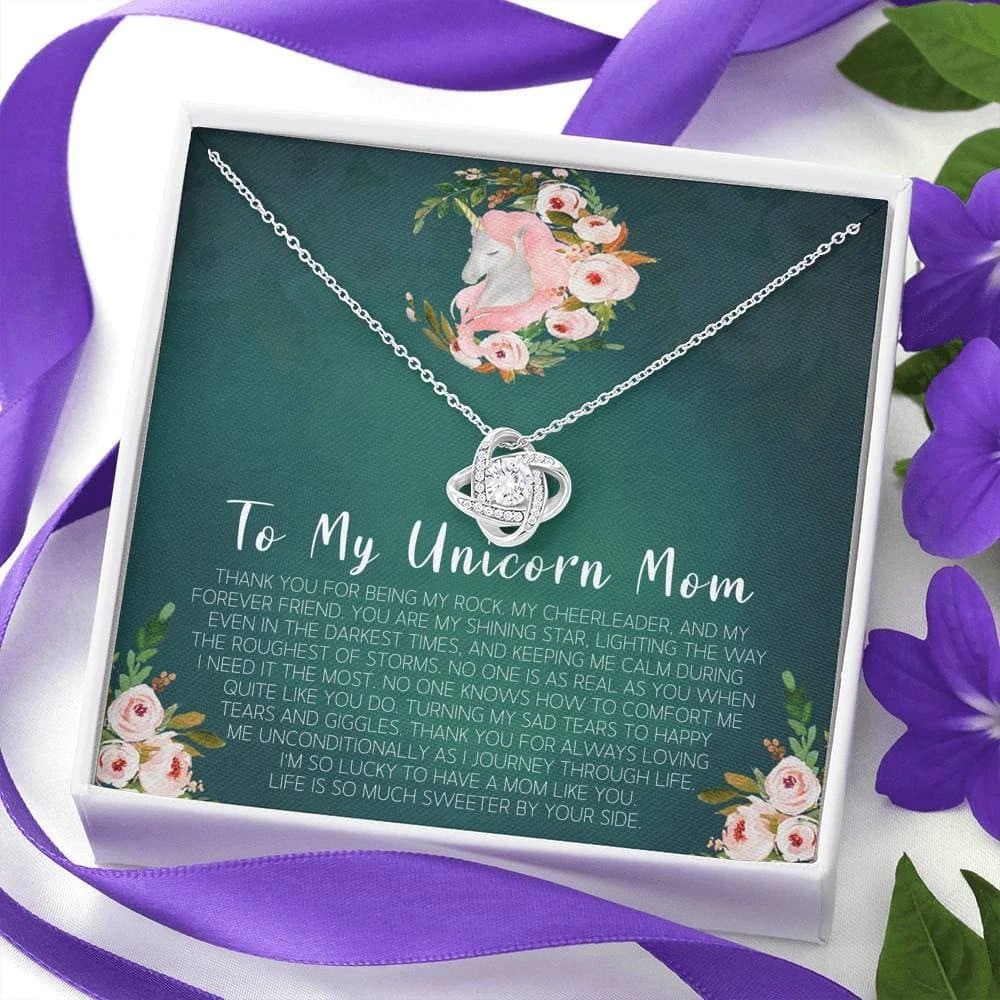 litzzy Personalized Unicorn Mom Necklace, Mom and Daughter Necklace for Mother who loves Unicorn Message Card Necklace For Mom, Mother's Day Gifts From Daughter Jewelry Style 1 Standard Box 
