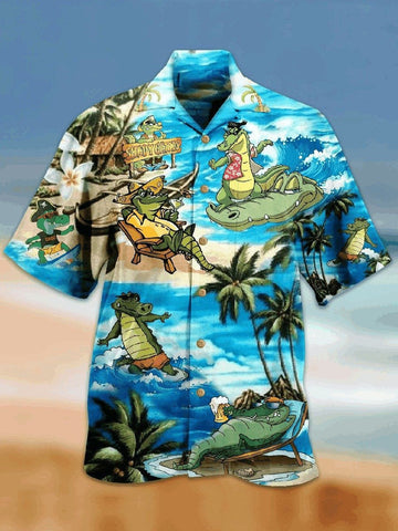 litzzy Litzzy Hawaiian Shirts - Crocodile Summer Hawaiian Shirt Aloha Hawaii Shirt Aloha Shirt For Summer - Aloha Custom Hawaii Shirts For Beach Summer Hawaii Shirt Hawaiian Shirt S White