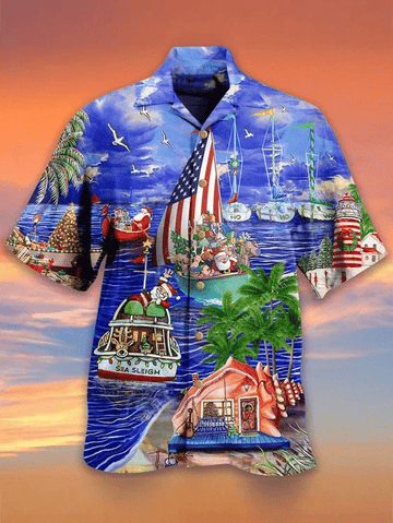 litzzy Litzzy Hawaiian Shirts - Sea Sleigh Hawaiian Shirt Aloha Hawaii Shirt Aloha Shirt For Summer - Aloha Custom Hawaii Shirts For Beach Summer Hawaii Shirt Hawaiian Shirt S White
