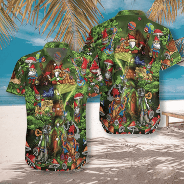 litzzy Litzzy Hawaiian Shirts - Gnome Hippie Hawaiian Shirt Aloha Hawaii Shirt Aloha Shirt For Summer - Aloha Custom Hawaii Shirts For Beach Summer Hawaii Shirt Hawaiian Shirt S White