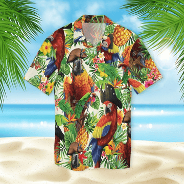 litzzy Litzzy Hawaiian Shirts - Pirate Parrot Hawaiian Shirt Aloha Hawaii Shirt Aloha Shirt For Summer - Aloha Custom Hawaii Shirts For Beach Summer Hawaii Shirt Hawaiian Shirt M White