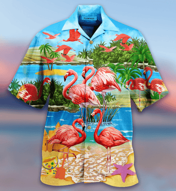 litzzy Litzzy Hawaiian Shirts - Flamingo To Take A Walk On Beach Hawaiian Shirt Aloha Hawaii Shirt Aloha Shirt For Summer - Aloha Custom Hawaii Shirts For Beach Summer Hawaii Shirt Hawaiian Shirt S White