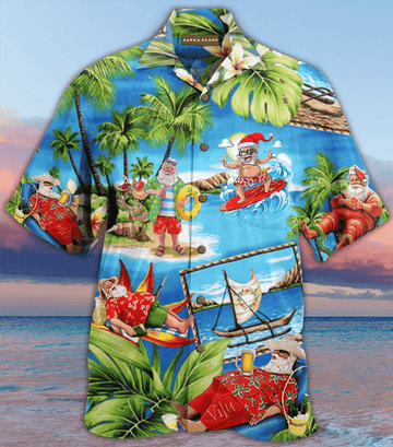 litzzy Litzzy Hawaiian Shirts - Amazing Santa Claus Hawaiian Shirt Aloha Hawaii Shirt Aloha Shirt For Summer - Aloha Custom Hawaii Shirts For Beach Summer Hawaii Shirt Hawaiian Shirt S White