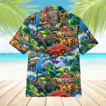 litzzy Litzzy Hawaiian Shirts - ALOHA DINOSAUR Hawaiian Shirt Aloha Hawaii Shirt Aloha Shirt For Summer - Aloha Custom Hawaii Shirts For Beach Summer Hawaii Shirt Hawaiian Shirt S White