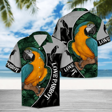 litzzy Litzzy Hawaiian Shirts - AMAZING PARROT Hawaiian Shirt Aloha Hawaii Shirt Aloha Shirt For Summer - Aloha Custom Hawaii Shirts For Beach Summer Hawaii Shirt Hawaiian Shirt S White