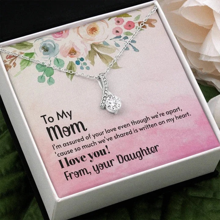 litzzy Customized Mother and Daughter Necklace for Mom, Lucky in Love Necklace Mother's Day 2022 Message Card Necklace For Mom, Mother's Day Gifts From Daughter Jewelry Style 4 Standard Box 
