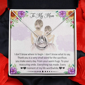 litzzy Customized Mother and Daughter Necklace for Mom, Lucky in Love Necklace Mother's Day 2022 Message Card Necklace For Mom, Mother's Day Gifts From Daughter Jewelry Style 1 Standard Box 