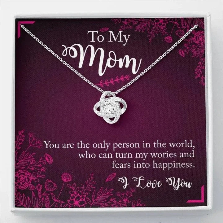 litzzy Customized Mother and Daughter Necklace for Mom, Lucky in Love Necklace Mother's Day 2022 Message Card Necklace For Mom, Mother's Day Gifts From Daughter Jewelry Style 8 Standard Box 