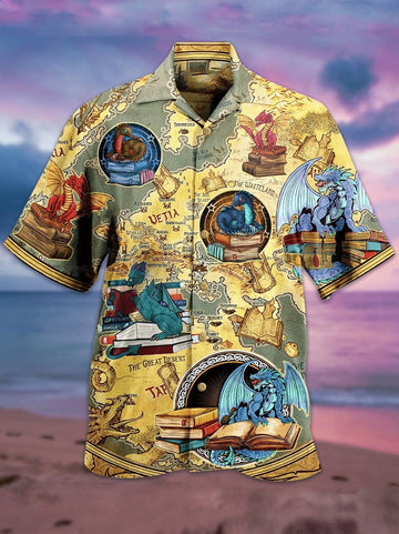 litzzy Litzzy Hawaiian Shirts - Books Hawaiian Shirts Aloha Hawaii Shirt Aloha Shirt For Summer Aloha Hawaii Shirt Aloha Shirt For Summer - Aloha Custom Hawaii Shirts For Beach Summer Hawaii Shirt Hawaiian Shirt S Red