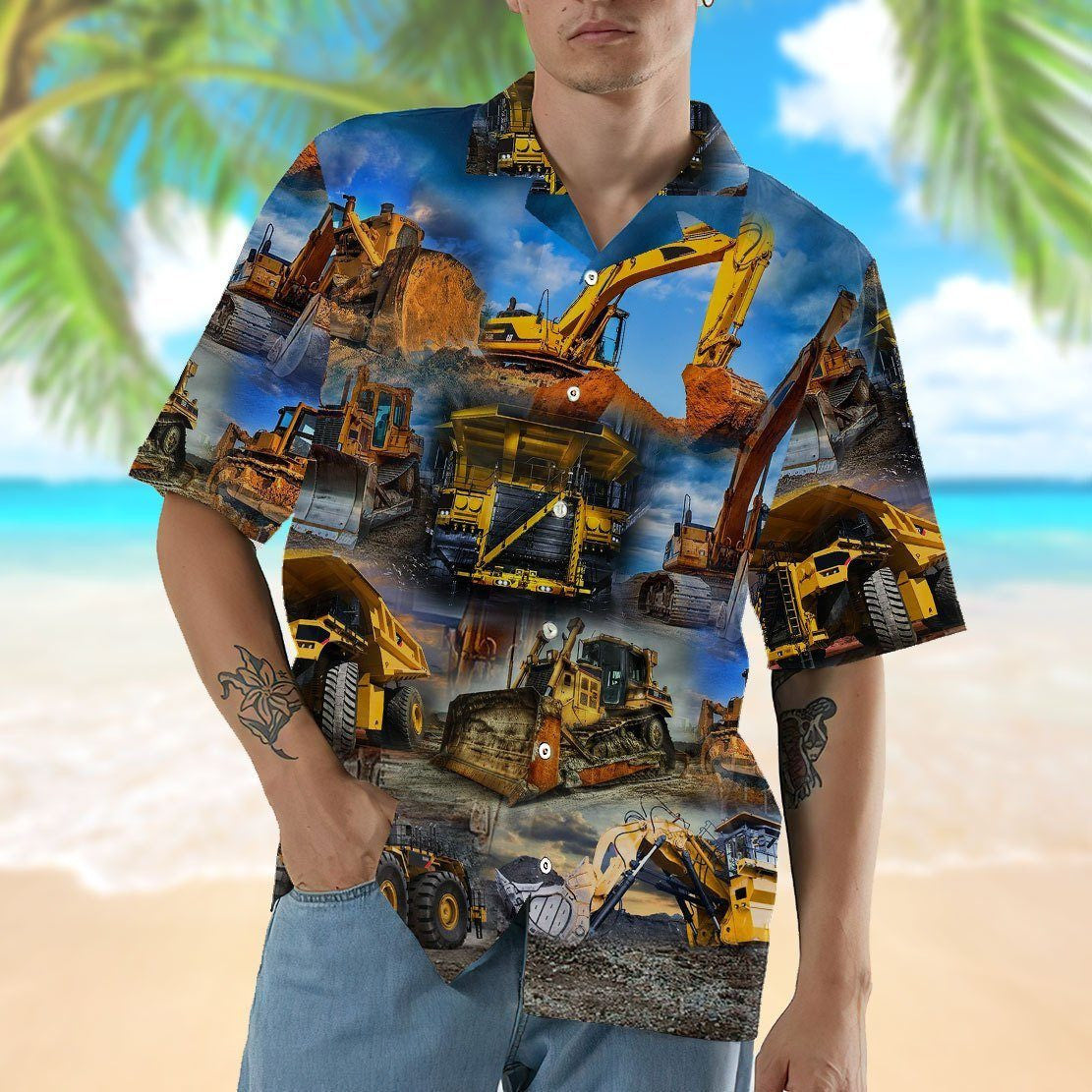 litzzy Litzzy Hawaiian Shirts - Hawaiian Short Sleeve 3D Heavy Equipment Hawaii Shirt Aloha Hawaii Shirt Aloha Shirt For Summer - Aloha Custom Hawaii Shirts For Beach Summer Hawaii Shirt   