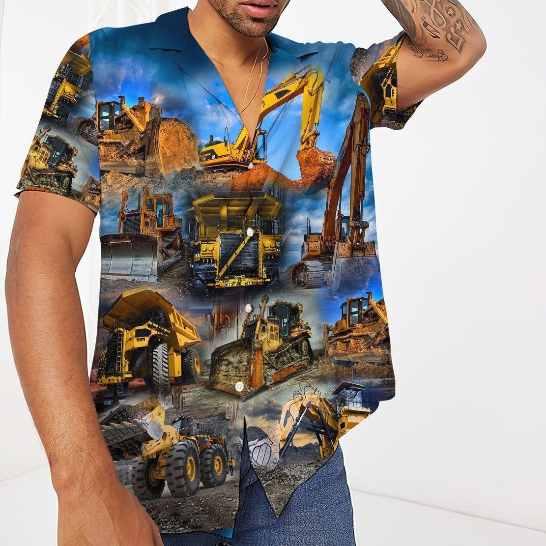 litzzy Litzzy Hawaiian Shirts - Hawaiian Short Sleeve 3D Heavy Equipment Hawaii Shirt Aloha Hawaii Shirt Aloha Shirt For Summer - Aloha Custom Hawaii Shirts For Beach Summer Hawaii Shirt   