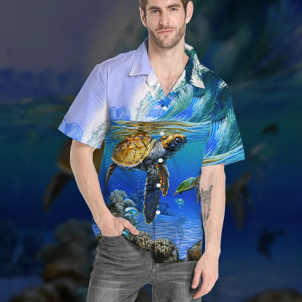 litzzy Litzzy Hawaiian Shirts - Hawaiian Short Sleeve 3D In The Ocean Turtle Custom Hawaii Shirt Aloha Hawaii Shirt Aloha Shirt For Summer - Aloha Custom Hawaii Shirts For Beach Summer Hawaii Shirt   