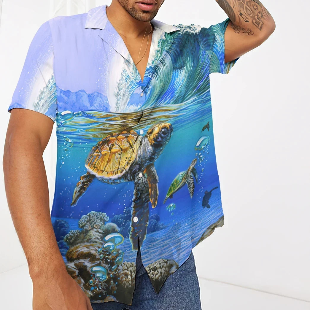 litzzy Litzzy Hawaiian Shirts - Hawaiian Short Sleeve 3D In The Ocean Turtle Custom Hawaii Shirt Aloha Hawaii Shirt Aloha Shirt For Summer - Aloha Custom Hawaii Shirts For Beach Summer Hawaii Shirt   