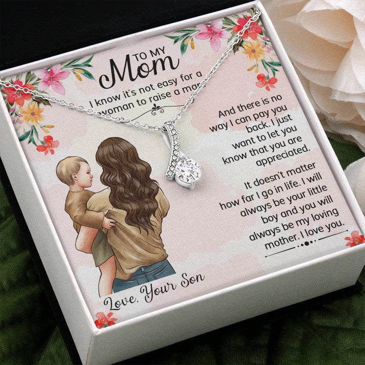 litzzy Customized Mothers Day Necklace, Gift from Daughter, Gift from Son with Message Card Alluring Necklace Message Card Necklace For Mom, Mother's Day Gifts From Daughter Jewelry Style 3 Standard Box 