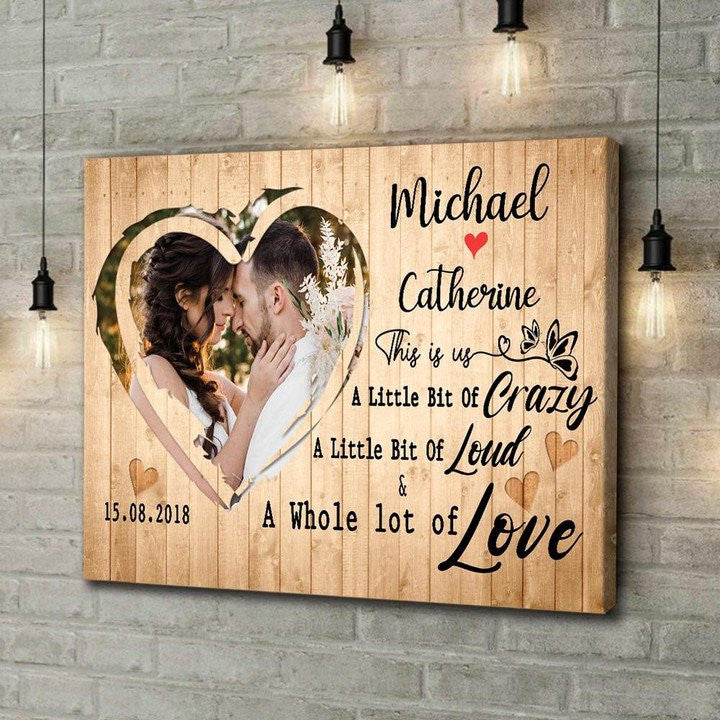 litzzy Wedding Anniversary Year Gifts, Couple Canvas Painting, All of Love Custom Photo Husband and Wife Wall Art for Bedroom Canvas Wall Art   
