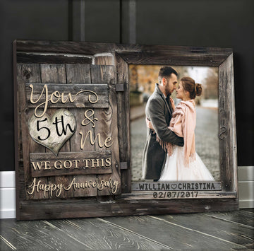 litzzy 5 year anniversary Gift for Him, Custom Photo Husband and Wife All of Me, Couples Wall Art for Bedroom Canvas Wall Art Style 2 11"x14" 