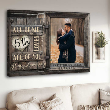 litzzy 5 year anniversary Gift for Him, Custom Photo Husband and Wife All of Me, Couples Wall Art for Bedroom Canvas Wall Art Style 1 11"x14" 