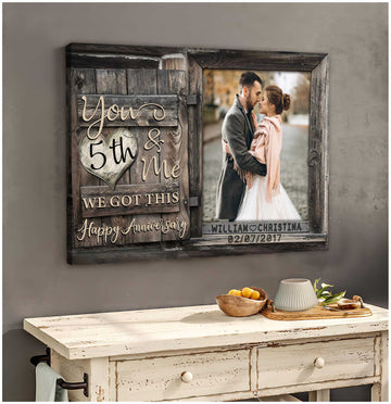 litzzy Wedding anniversary Gifts for Wife, Custom Photo Couple Canvas, You and Me, We got this Wall Art for Bedroom Canvas Wall Art   