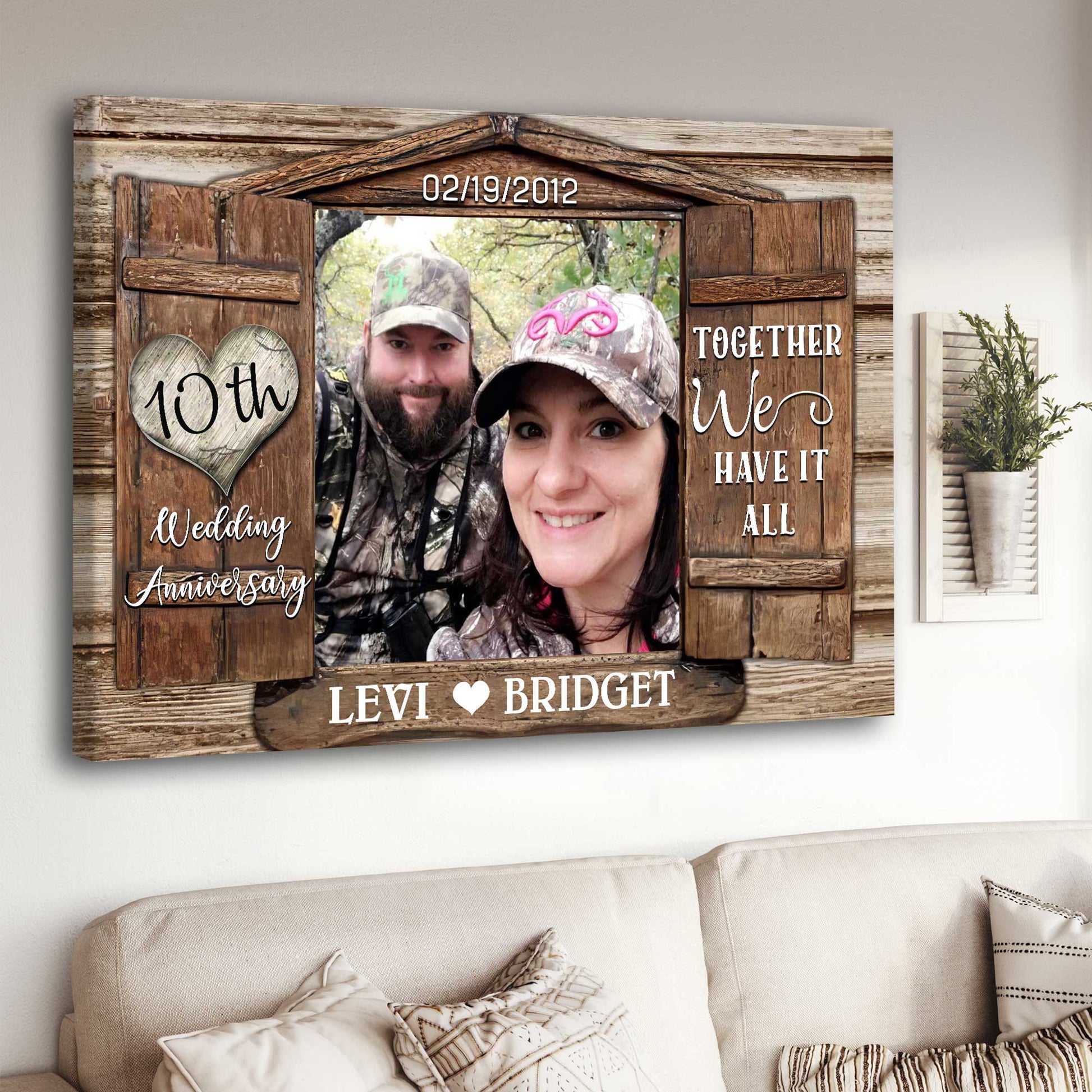 litzzy Wedding Anniversary 10 Year Gift, Infinity Love Custom Couple Photo Canvas, We're a team Canvas Wall Art for Bedroom Canvas Wall Art   