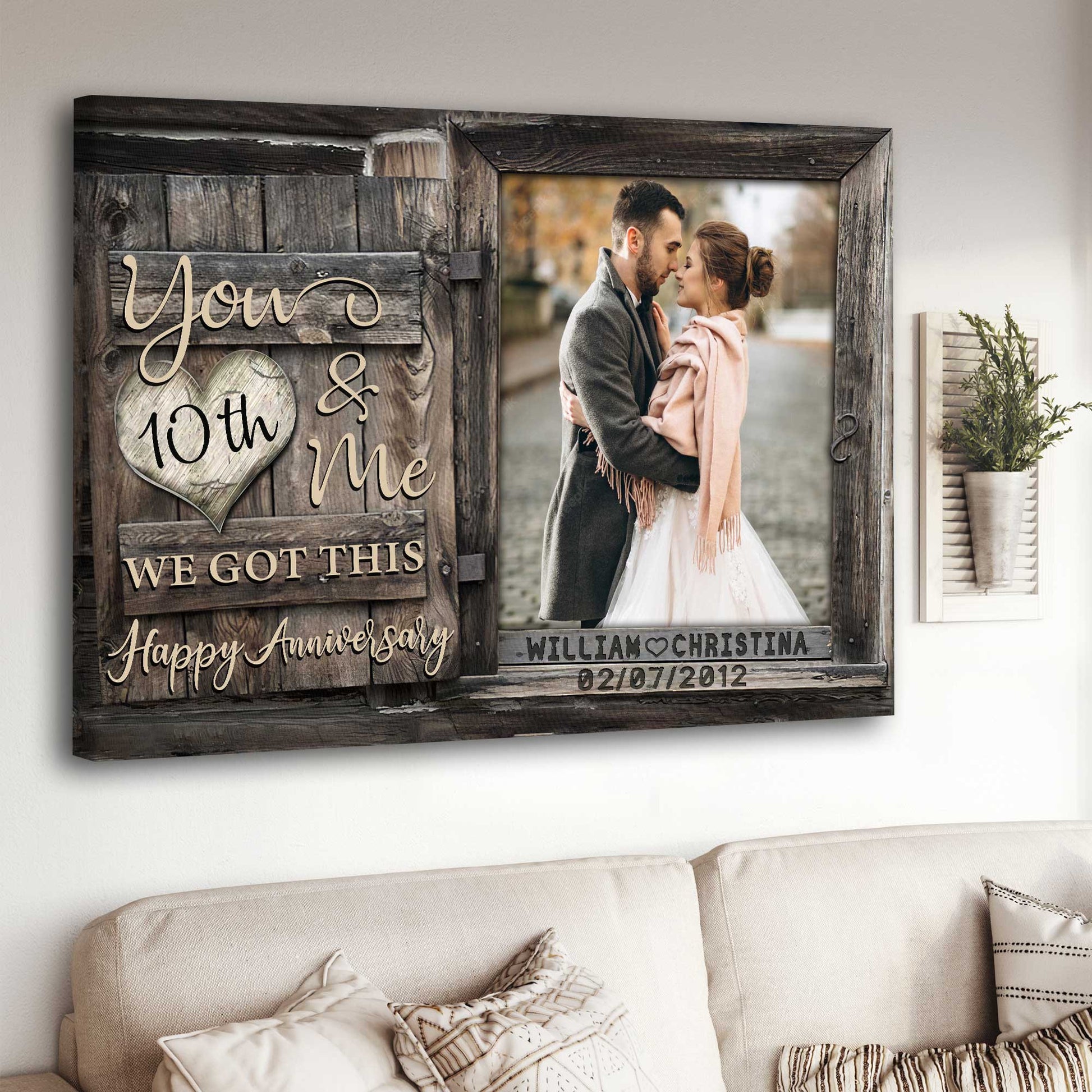litzzy Wedding Anniversary 10 Year Gift, Infinity Love Custom Couple Photo Canvas, We're a team Canvas Wall Art for Bedroom Canvas Wall Art   