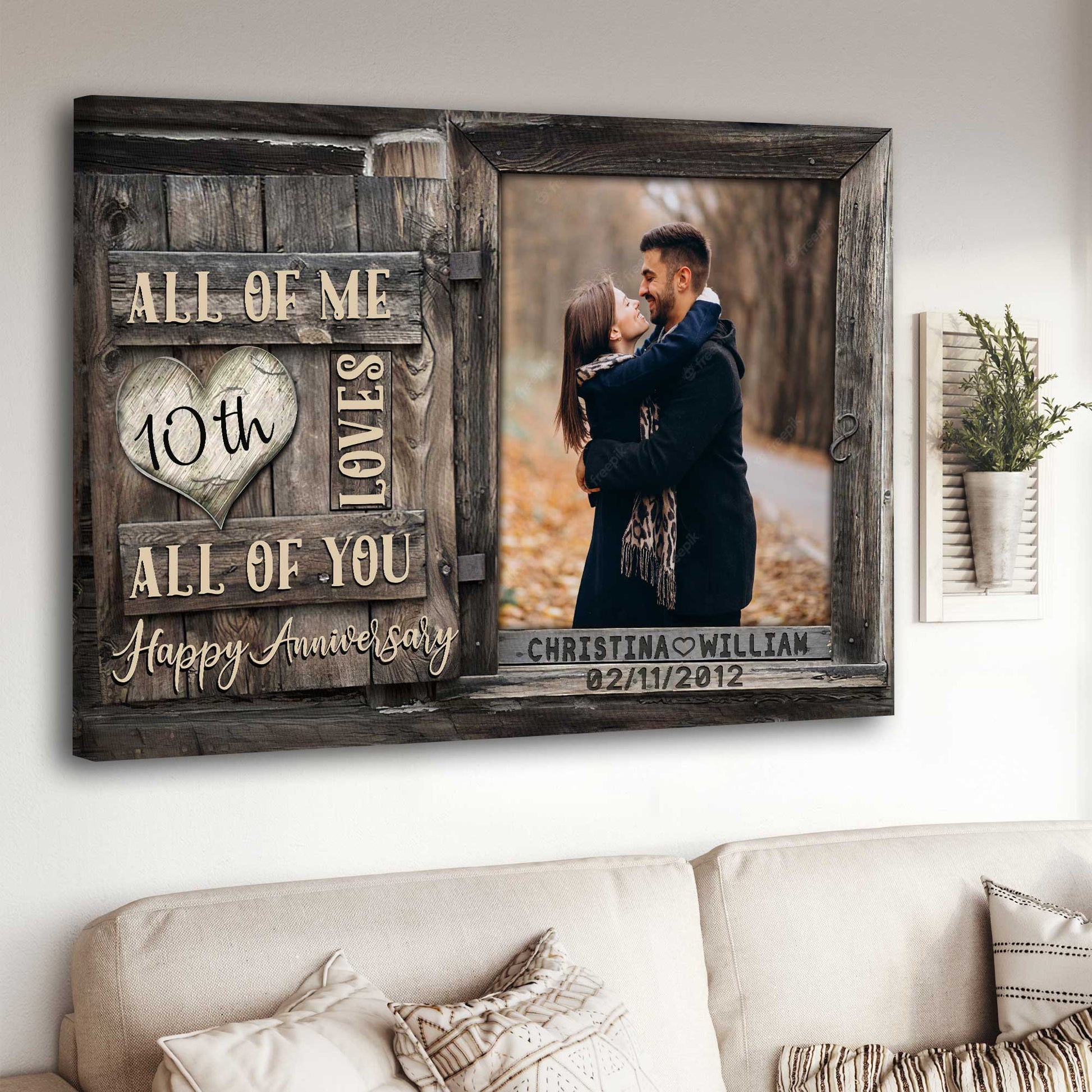 litzzy Wedding Anniversary 10 Year Gift, Infinity Love Custom Couple Photo Canvas, We're a team Canvas Wall Art for Bedroom Canvas Wall Art   