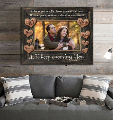 litzzy 10 Years of Marriage, Wedding Anniversary Gifts for him 10 years, Custom Couple Photo Canvas, I choose you Wall Art Canvas Wall Art 11"x14"  