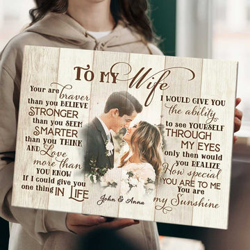 litzzy Personalized Gift for Wife, Happy Birthday To my Wife Canvas Wall Art for Bedroom, Anniversary Gift Canvas Wall Art   