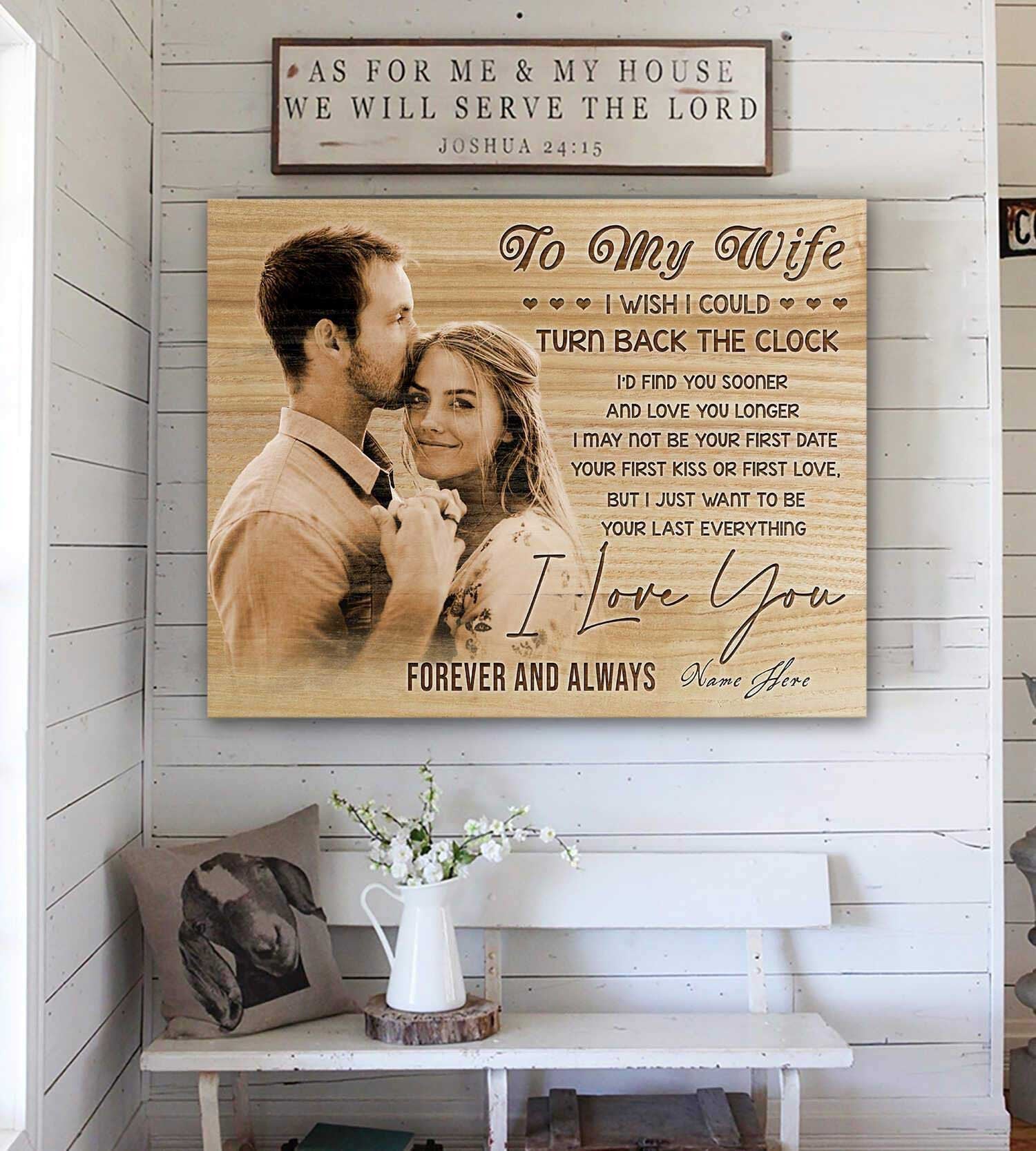 litzzy Personalized Gift for Wife, Happy Birthday To my Wife Canvas Wall Art for Bedroom, Anniversary Gift Canvas Wall Art   