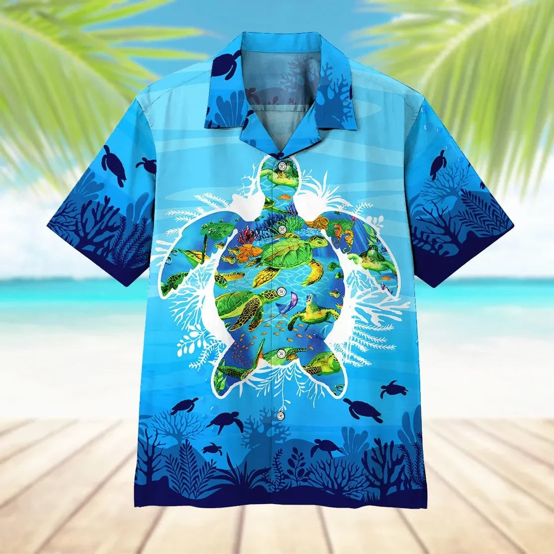 litzzy Litzzy Hawaiian Shirts - 3D Sea Turtle Hawaiian Shirts Aloha Hawaii Shirt Aloha Shirt For Summer - Aloha Custom Hawaii Shirts For Beach Summer Hawaii Shirt   