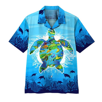 litzzy Litzzy Hawaiian Shirts - 3D Sea Turtle Hawaiian Shirts Aloha Hawaii Shirt Aloha Shirt For Summer - Aloha Custom Hawaii Shirts For Beach Summer Hawaii Shirt Short Sleeve Shirt S White
