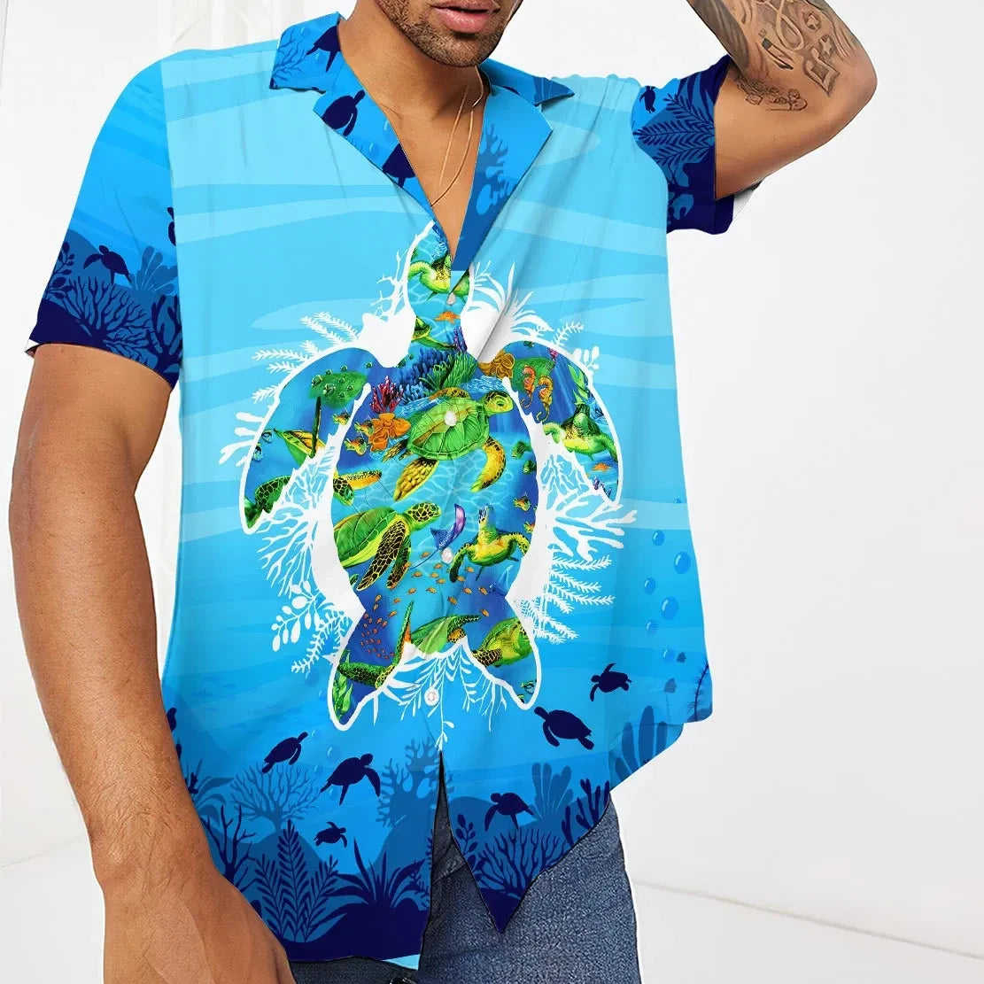 litzzy Litzzy Hawaiian Shirts - 3D Sea Turtle Hawaiian Shirts Aloha Hawaii Shirt Aloha Shirt For Summer - Aloha Custom Hawaii Shirts For Beach Summer Hawaii Shirt   