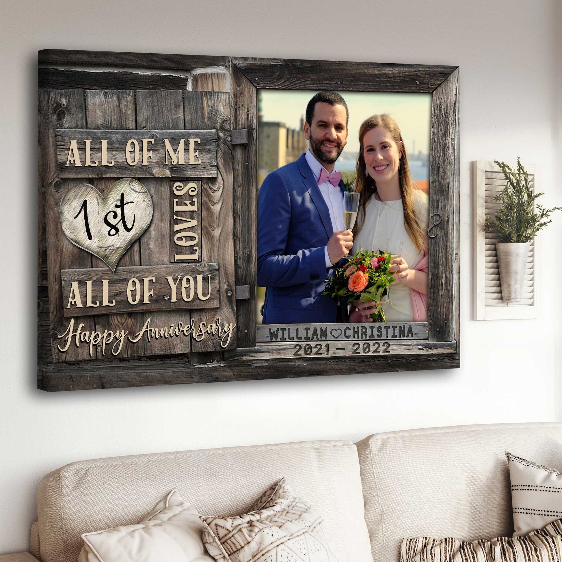 litzzy 1 Year Wedding Anniversary Gifts for Him, Together We Built A Life We Love Canvas for Husband and Wife Canvas Wall Art   