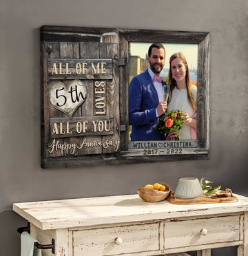 litzzy 5 Year Anniversary Gift For Wife, Custom Couple Photo, Together We Built A Life Canvas Wall Art for Living Room Canvas Wall Art   