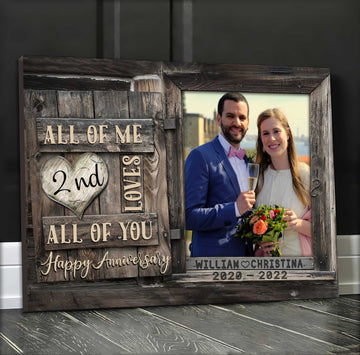 litzzy 2 Year Anniversary Gift Traditional, Custom Photo Couple Canvas for Him, Wedding Anniversary Gift for Him Canvas Wall Art   
