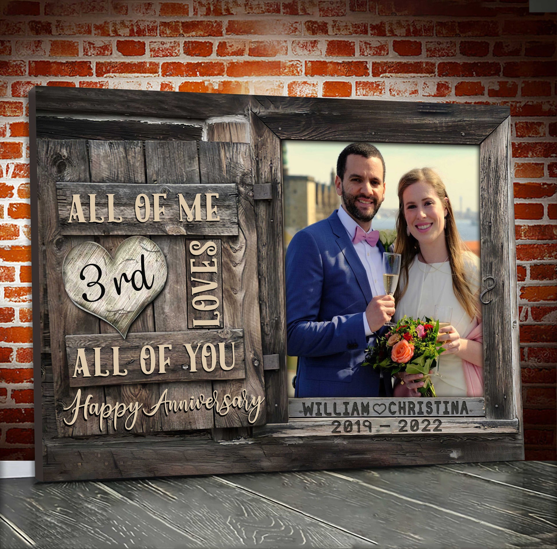 litzzy 3 Years Wedding Anniversary Gifts, Custom Picture Couple Wall Art for Husband and Wife Canvas for Bedroom Canvas Wall Art   