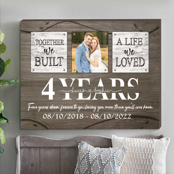 litzzy 4 Years Wedding Anniversary Gifts for Him, Custom Photo Husband and Wife Canvas for Bedroom Canvas Wall Art   