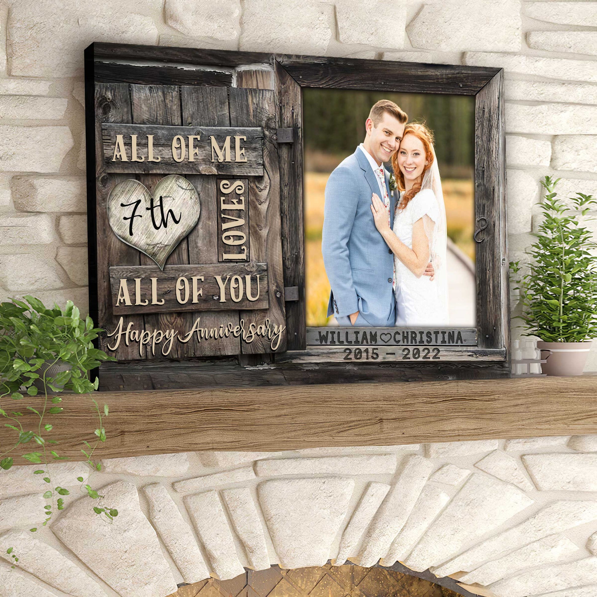 litzzy 7 Years Anniversary Gifts For Him, Couple Wall Art for Wife, All of Me loves All of You Canvas Canvas Wall Art   