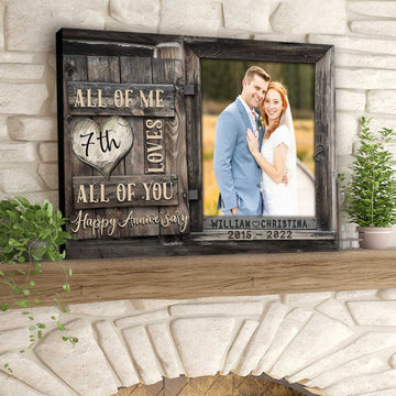 litzzy 7 Years Anniversary Gifts For Him, Couple Wall Art for Wife, All of Me loves All of You Canvas Canvas Wall Art   