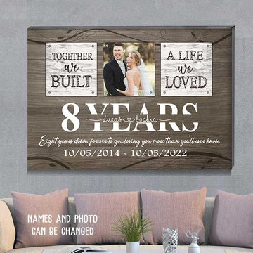 litzzy Anniversary Gifts For Him 8 Years, Cute Couple Canvas for Husband and Wife Canvas Wall Art   