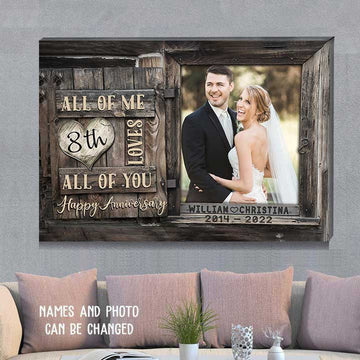 litzzy Anniversary Gifts For Him 8 Years, Cute Couple Canvas for Husband and Wife Canvas Wall Art   