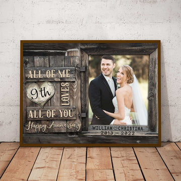 litzzy 9 Year Anniversary Gifts Traditional, Custom Photo Couple Wall Art for Husband Bedroom Canvas Canvas Wall Art   