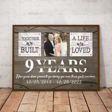 litzzy 9 Year Anniversary Gifts Traditional, Custom Photo Couple Wall Art for Husband Bedroom Canvas Canvas Wall Art   