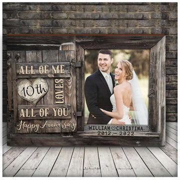 litzzy 10 Year Anniversary Gift Wife, Custom Photo Husband and Wife Couple Canvas for Bedroom Canvas Wall Art Style 2 11"x14" 