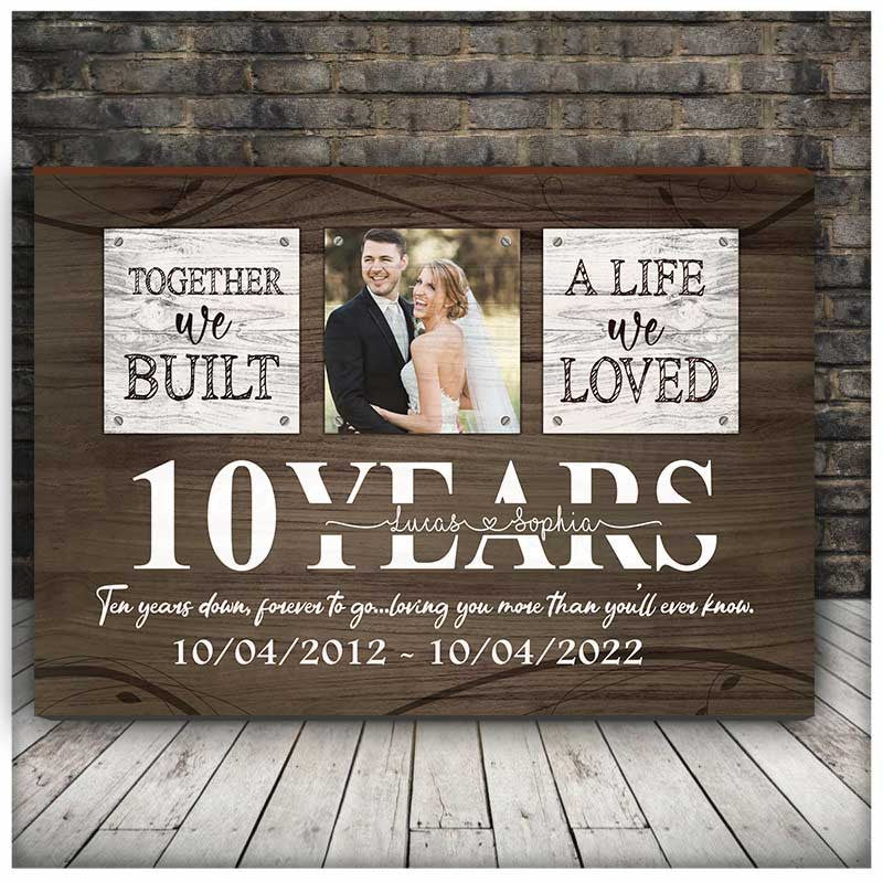 litzzy 10 Year Anniversary Gift Wife, Custom Photo Husband and Wife Couple Canvas for Bedroom Canvas Wall Art Style 3 11"x14" 