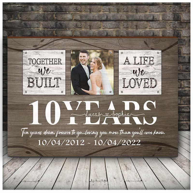 litzzy 10 Year Anniversary Gift Wife, Custom Photo Husband and Wife Couple Canvas for Bedroom Canvas Wall Art Style 1 11"x14" 