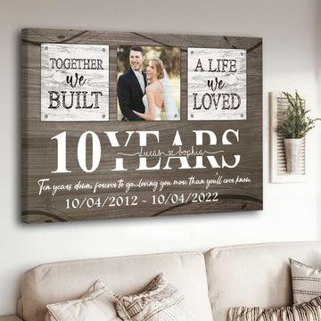 litzzy 10 Year Anniversary Gifts Traditional, Modern Custom Photo Couple Canvas for Husband and Wife Canvas Wall Art Style 1 11"x14" 