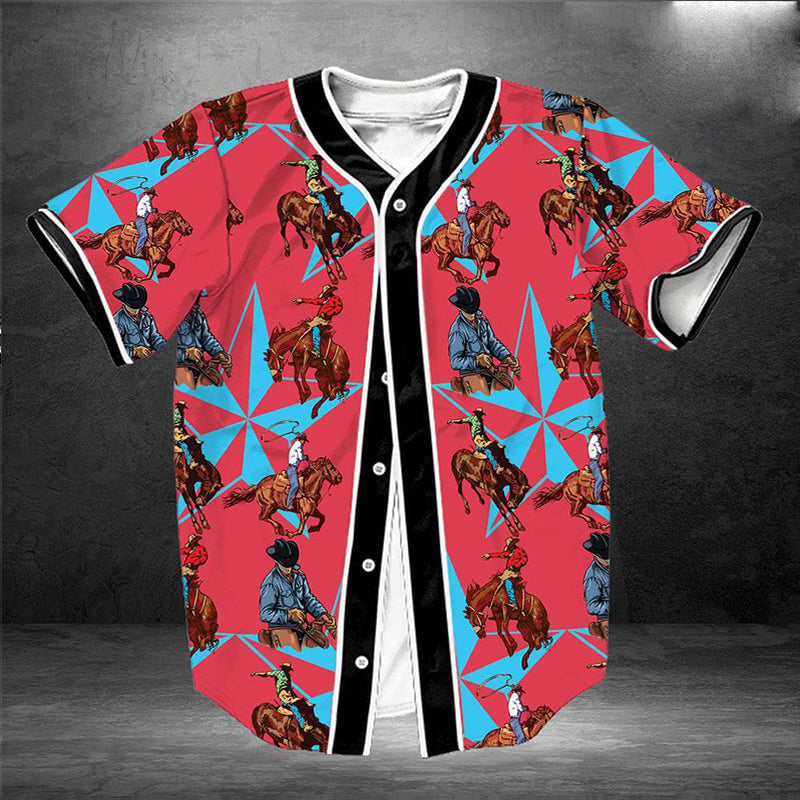 litzzy Litzzy Baseball Jersey - Busy Cowboy Lone Star Baseball Jersey - Adult Unisex - Full Size (S - 5XL) - Jersey Shirt Unisex Custom Printed Jersey Shirt Unisex Custom Printed Baseball Jersey S  