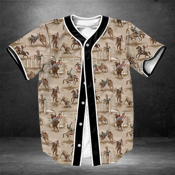 litzzy Litzzy Baseball Jersey - Vintage Rodeo Baseball Jersey - Colorful - Adult Unisex - Full Size (S - 5XL) - Jersey Shirt Unisex Custom Printed Jersey Shirt Unisex Baseball Jersey S  